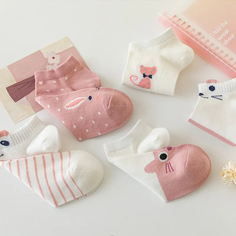 Cute Pink Cat Thin socks Four Seasons