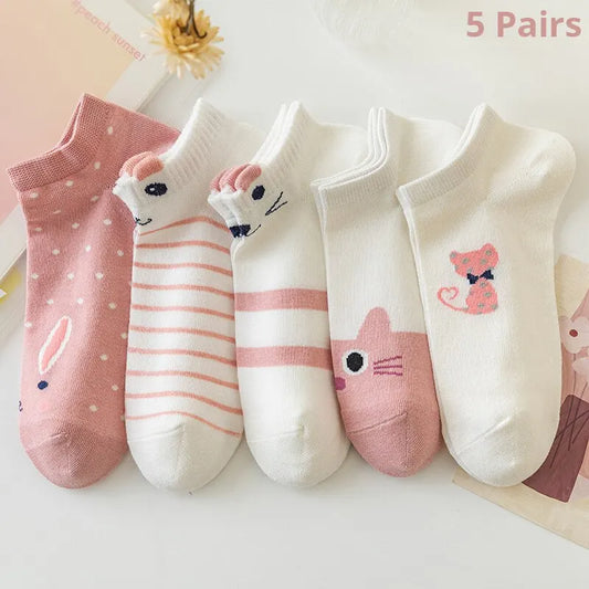 Cute Pink Cat Thin socks Four Seasons