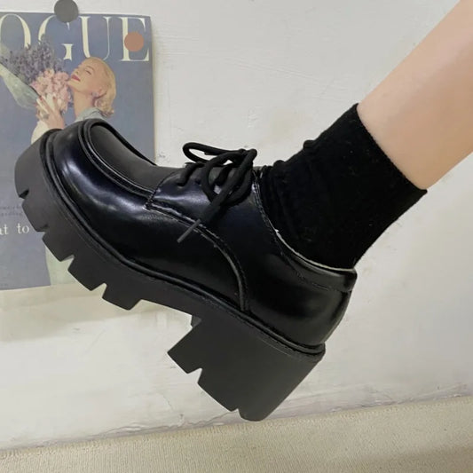 Girl Japanese Wild Black Retro Mary Jane Shoes