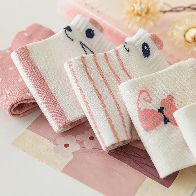 Cute Pink Cat Thin socks Four Seasons